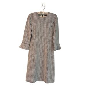 J.McLaughlin Black White Geometric Print Bell Sleeve Sheath Dress XS